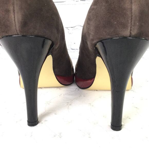 Chi Faichi Chita Print Calf Hair Leather Suede Baddie Peep Toe Mob Wife Heel 9M - Picture 6 of 12